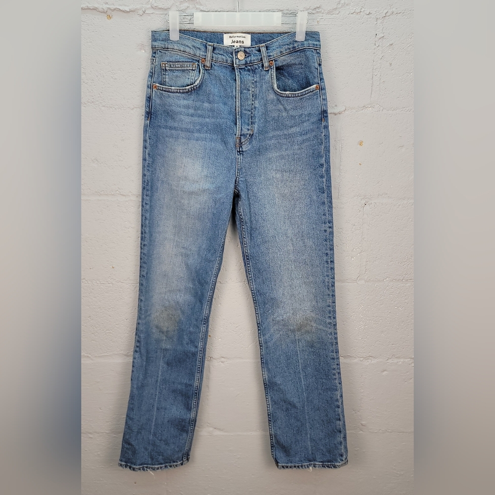 Reformation Cynthia High Rise Straight Leg Button Fly Jeans Size 29